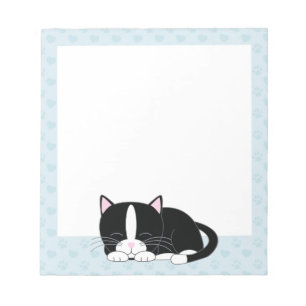 Bloc De Notas Sleepy Tuxedo Cat {blue}