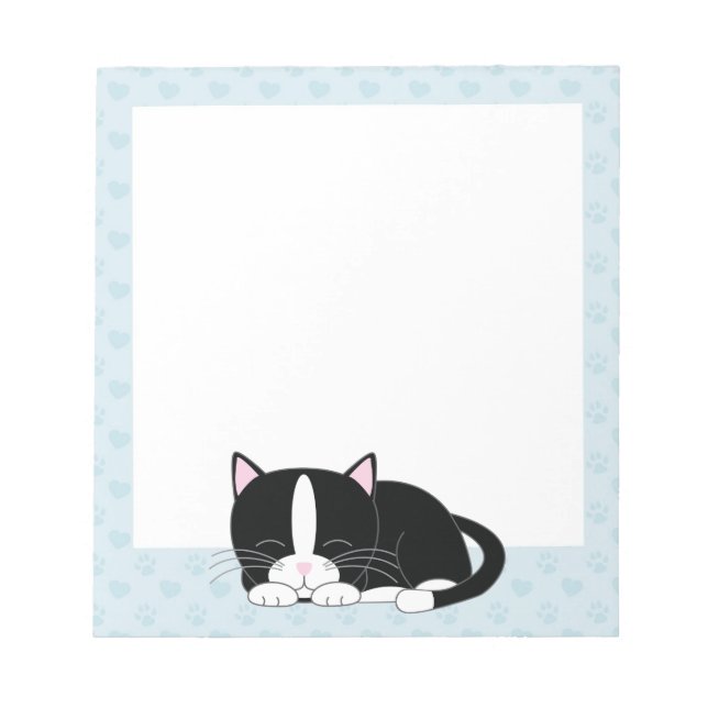 Bloc De Notas Sleepy Tuxedo Cat {blue} (Frente)