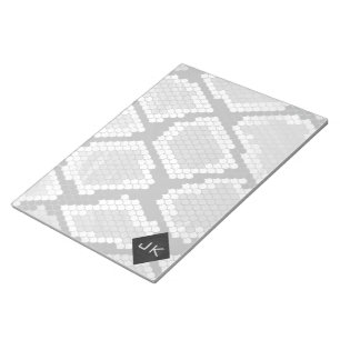 Bloc De Notas Snakeskin Gray, White, and Black Monogrammed