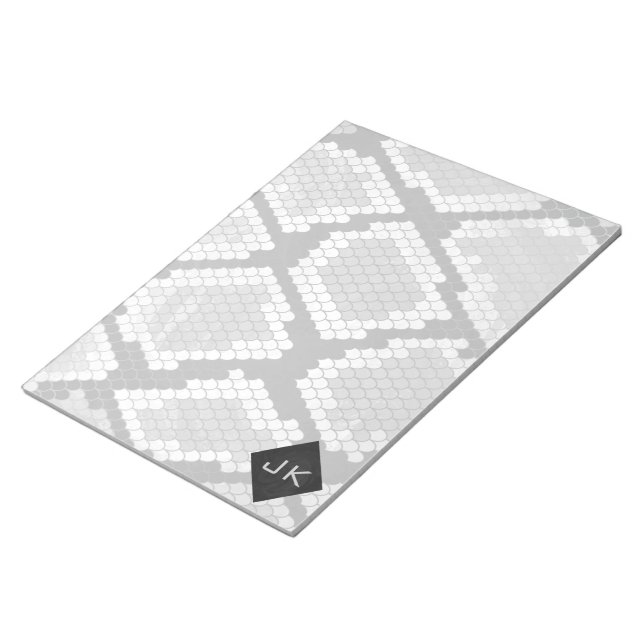 Bloc De Notas Snakeskin Gray, White, and Black Monogrammed (Lado Derecho)