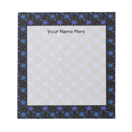 Bloc De Notas Snowflakes Blue Purple on Black