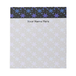 Bloc De Notas Snowflakes Blue Purple on Black