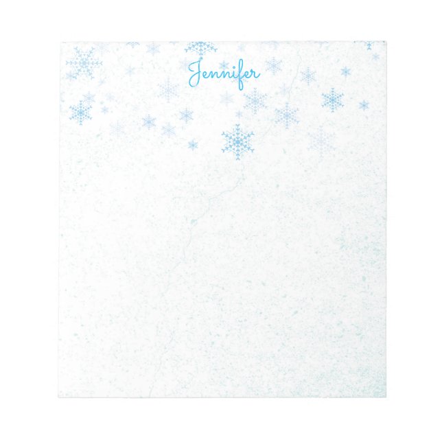 Bloc De Notas Snowflakes Fancy Script Nombrar Nieve Regalo (Frente)