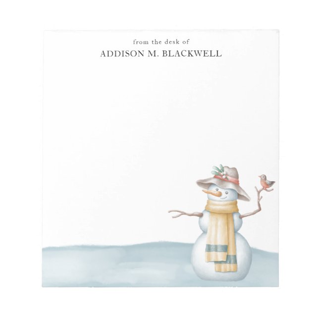 Bloc De Notas Snowman acuarela de la mesa de (Frente)