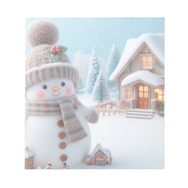 Bloc De Notas Snowman con Mistletoe Navidades Notepad (Frente)