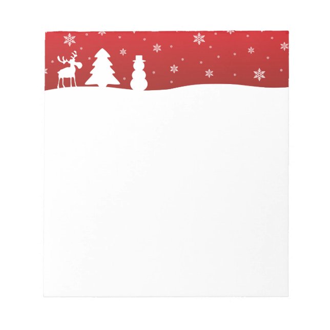 Bloc De Notas Snowman, reno de árbol de Navidad (Frente)