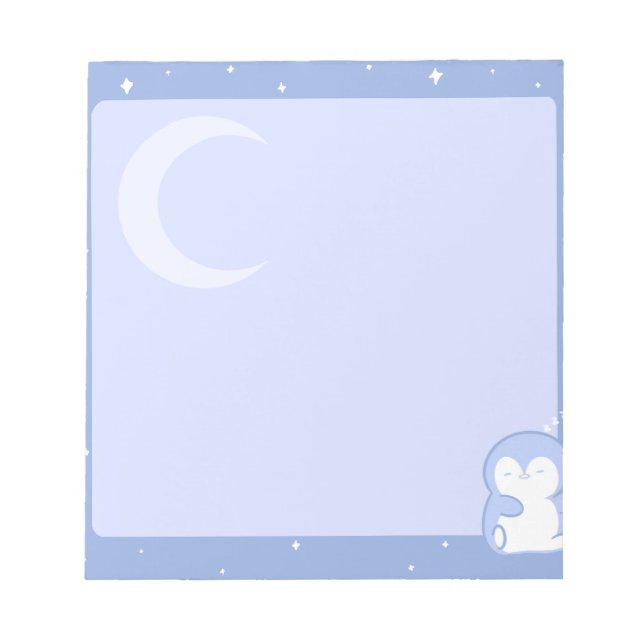 Bloc De Notas Soft Penguin Night Notepad | Calm Pastel Memo Pad (Frente)