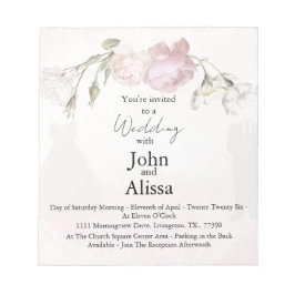 Bloc De Notas Soft Pink Roses & Bride and Groom Collection