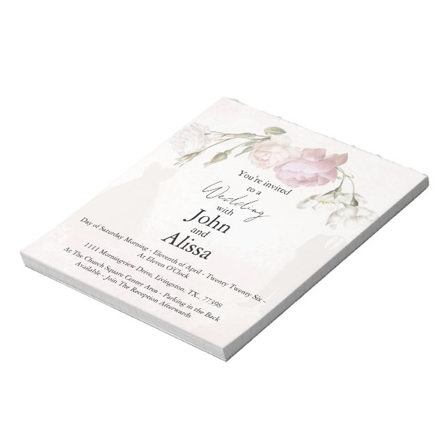 Bloc De Notas Soft Pink Roses & Bride and Groom Collection (Lado Izquierdo)