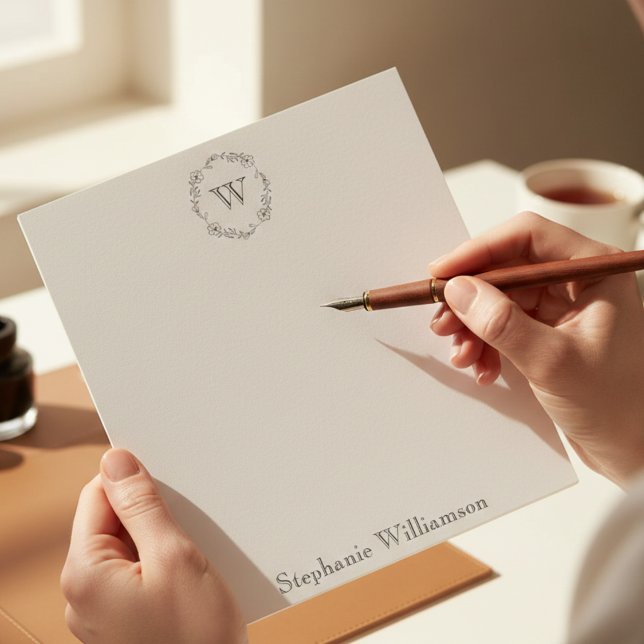 Bloc De Notas Soft Wildflower Monogram – Personalized Stationery (Soft floral monogram stationery)