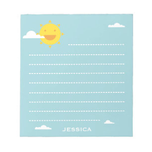 Bloc De Notas Sol feliz y nubes adornadas con personalidad