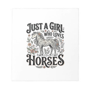 Bloc De Notas Sólo una chica que ama los caballos diseño floral 