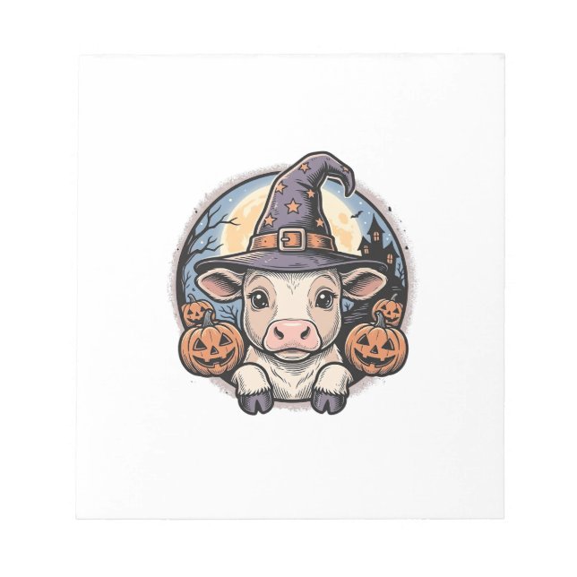 Bloc De Notas Sombrero de bruja ternero de Halloween lindo graba (Frente)