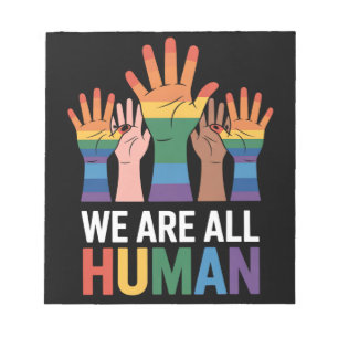 Bloc De Notas Somos todos arcoíris humano alzando manos Orgullo
