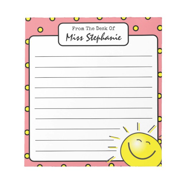 Bloc De Notas Sonrisa rosa suave frente al profesor (Frente)