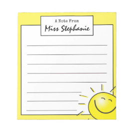 Bloc De Notas Sonrisa suave de sol frente al profesor