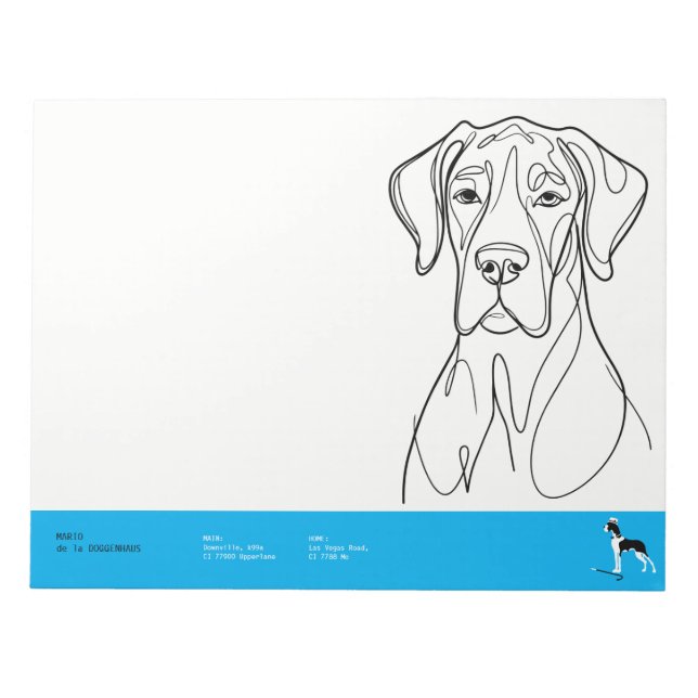 Bloc De Notas Sophisticated Great Dane on Pink (Frente)