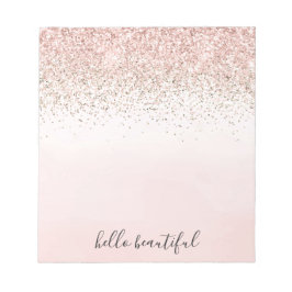 Bloc De Notas Sparkle Ombre, Purpurina de oro rosa de Rubor
