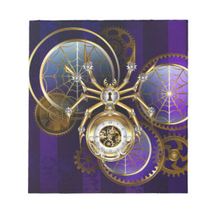 Bloc De Notas Spider Steampunk sobre fondo morado