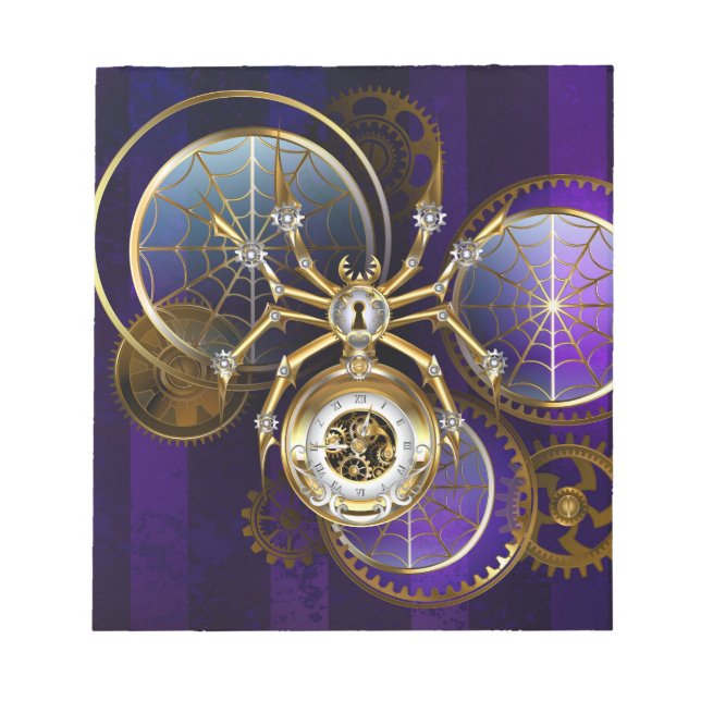 Bloc De Notas Spider Steampunk sobre fondo morado (Frente)