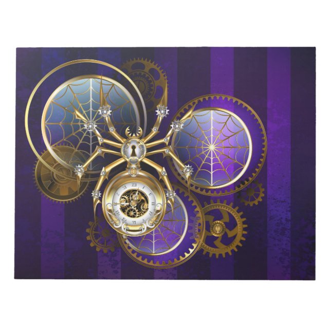 Bloc De Notas Spider Steampunk sobre fondo morado (Frente)