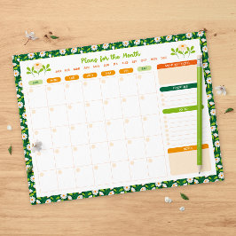 Bloc De Notas Spring Daisies & Vine Monthly Sunday Start Planner