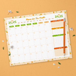 Bloc De Notas Spring Floral Bouquet Monthly Monday Start Planner