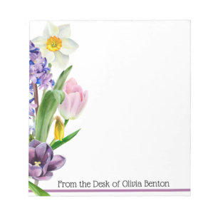 Bloc De Notas Spring Florals Name White