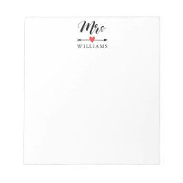 Bloc De Notas Sra. personalizada con corazón y flecha