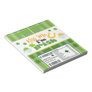 Bloc De Notas St Patricks Day Candy Bar Wrapper Party Favor