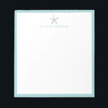 Bloc De Notas Starfish náutico simple y personalizado Stationery<br><div class="desc">Diseño de mariscos y bordes azul acuático,  sencillo y de moda. Vea todas las piezas coincidentes de la colección.</div>