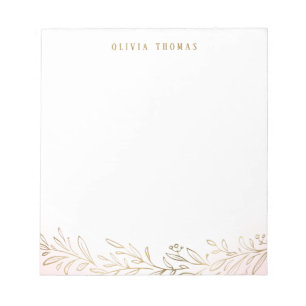 Bloc De Notas Stationery botánico personalizado de Rubor y oro