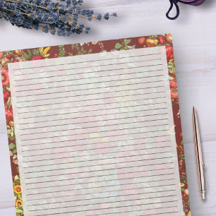 Bloc De Notas Stationery de Floral de Cranberry Vintage bajo adm