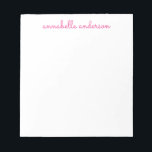 Bloc De Notas Stationery personalizada guion rosado simple<br><div class="desc">Bloc de notas de estilo personalizado rosado de Moda simple con  corta personalizada con el nombre de su elección. También puede personalizar del color de la impresión eligiendo 'Personalizar la plantilla' y 'Seguir haciendo clic en el personalizar'</div>