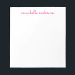 Bloc De Notas Stationery personalizada guion rosado simple<br><div class="desc">Bloc de notas de estilo personalizado rosado de Moda simple con  corta personalizada con el nombre de su elección. También puede personalizar del color de la impresión eligiendo 'Personalizar la plantilla' y 'Seguir haciendo clic en el personalizar'</div>