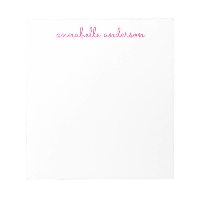 Bloc De Notas Stationery personalizada guion rosado simple (Frente)
