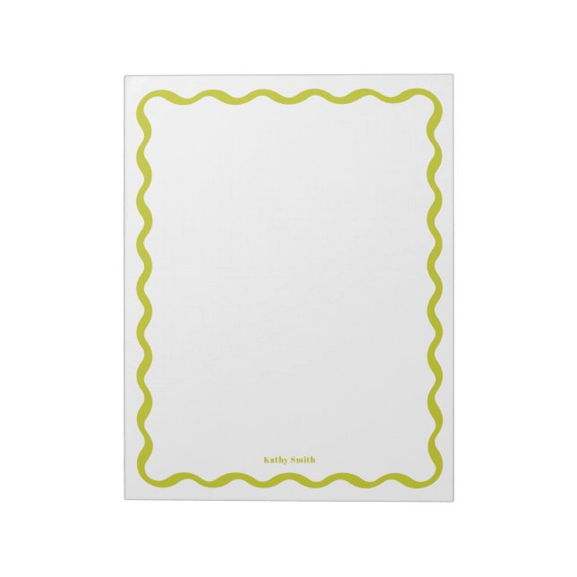 Bloc De Notas Stationery personalizada Retro Wavy Lime Moderna (Lado Izquierdo)
