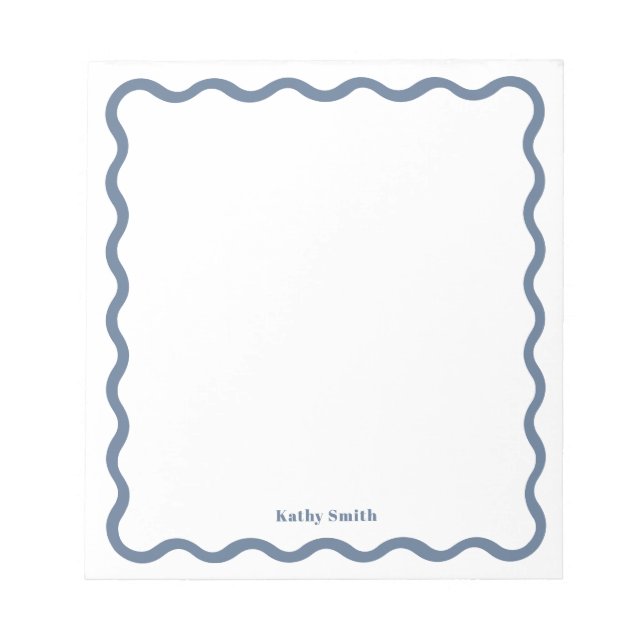 Bloc De Notas Stationery personalizada Retro Wavy Stylish Blue (Frente)