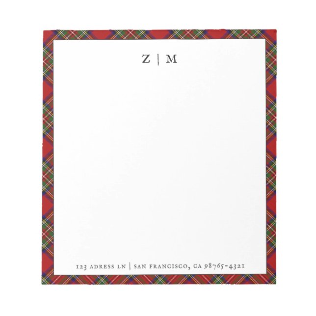 Bloc De Notas Stewart Royal Clan Tartan Plaid Pattern (Frente)