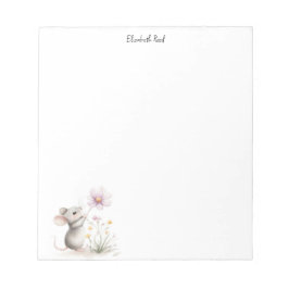Bloc De Notas Storybook Mouse Picking a Pink Wildflower