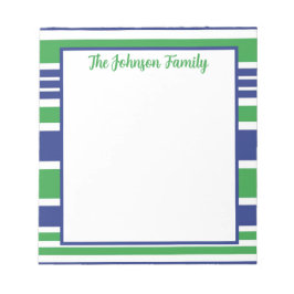 Bloc De Notas Stripe Navy Blue y Kelly Green Notepad