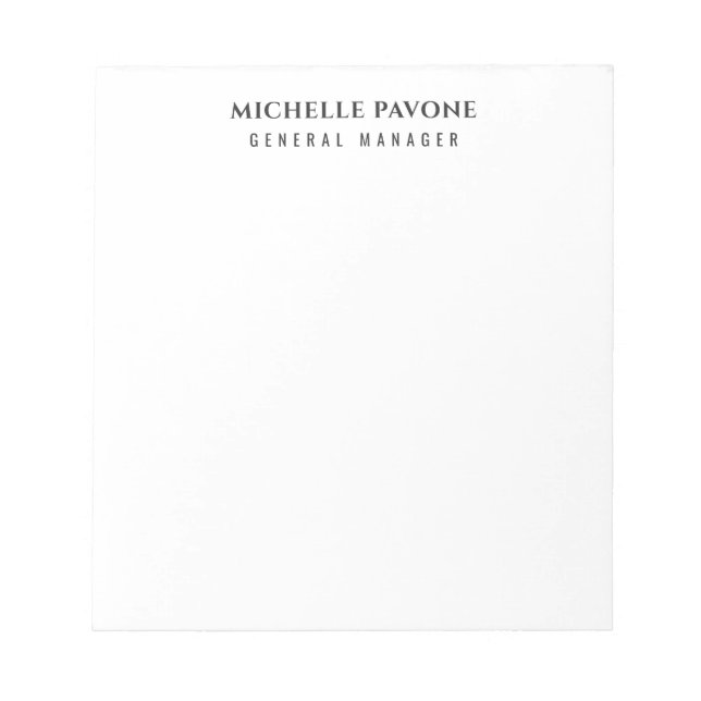 Bloc De Notas Stylish Black & White Simple Plain Professional (Frente)