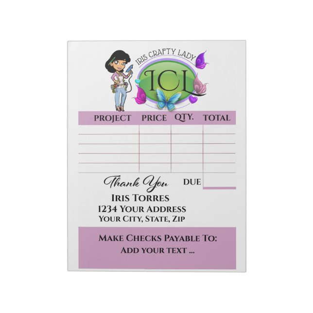 Bloc De Notas Su factura de diseño (Lado Izquierdo)