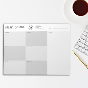 Bloc De Notas Su logotipo Planner semanal simple gris sin fecha