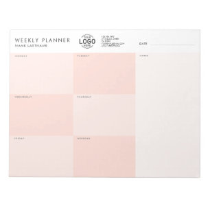 Bloc De Notas Su logotipo Rubor Pink Simple Undated Weekner Plan