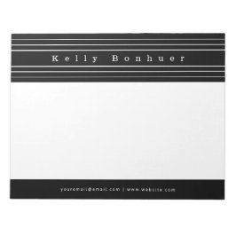 Bloc De Notas Su nombre y franjas | Blanco y negro