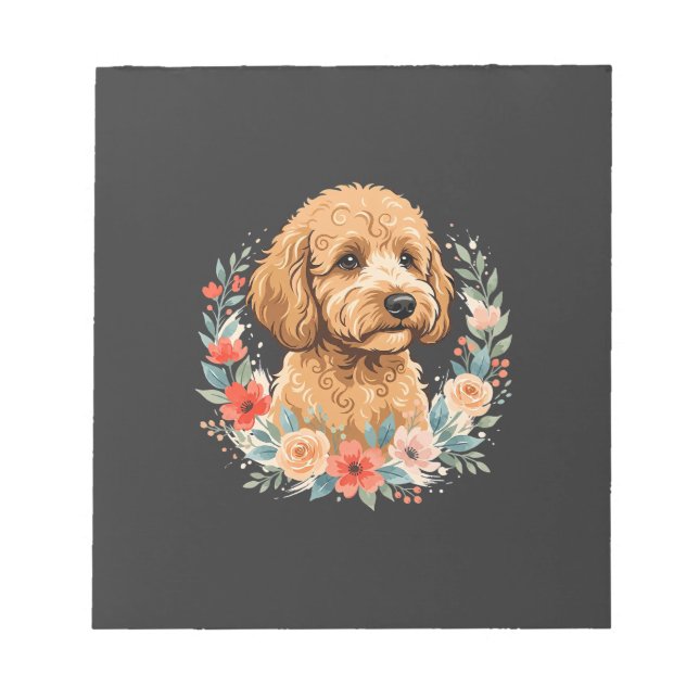 Bloc De Notas Sublimación Redonda de Perro Floral (Frente)