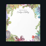 Bloc De Notas Suculentos pintados desde el escritorio de, person<br><div class="desc">Este bonito bloc de notas presenta suculentos acuarelas en tonos verdes,  morados y rosados,  así como su personalización. Utilice el formulario de plantilla para agregar el texto.</div>