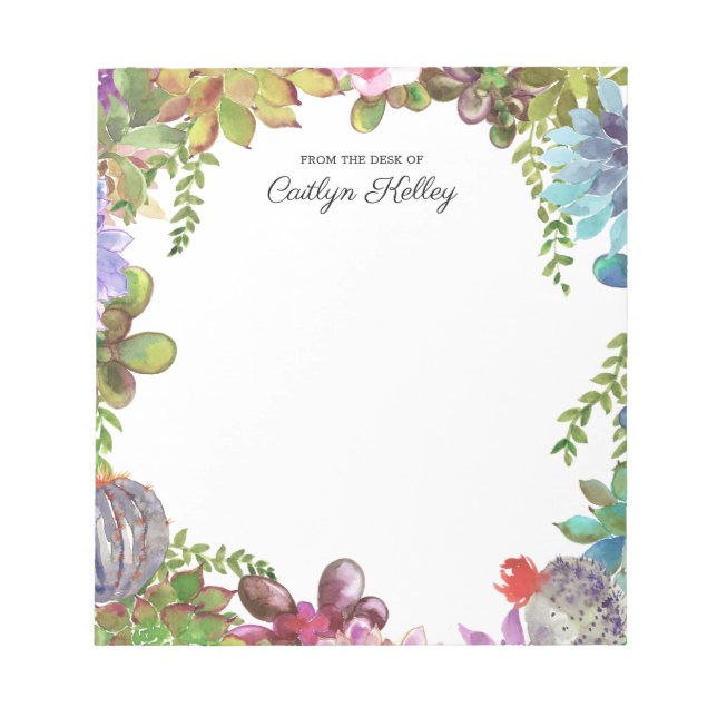 Bloc De Notas Suculentos pintados desde el escritorio de, person (Frente)