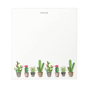 Bloc De Notas Sucultores de acuarela Boho Personalizados